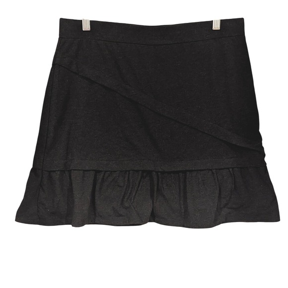 Prana Dresses & Skirts - prAna Mini Skirt Medium Black Wool Blend Ruffle Hem Casual Boho Dark‎ Academia
